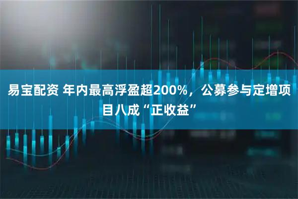 易宝配资 年内最高浮盈超200%，公募参与定增项目八成“正收益”