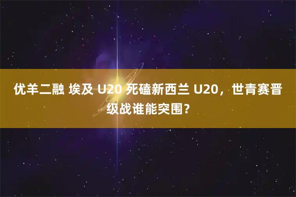 优羊二融 埃及 U20 死磕新西兰 U20，世青赛晋级战谁能突围？