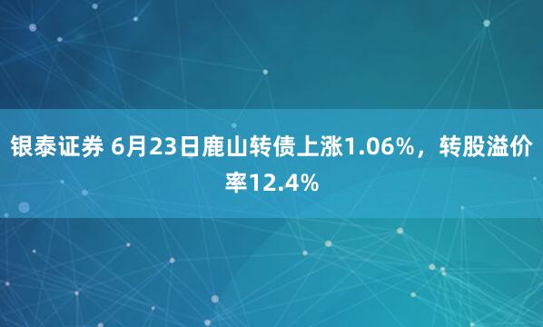 银泰证券 6月23日鹿山转债上涨1.06%，转股溢价率12.4%