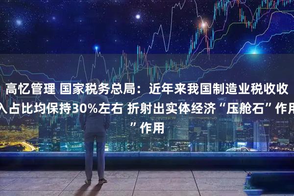 高忆管理 国家税务总局：近年来我国制造业税收收入占比均保持30%左右 折射出实体经济“压舱石”作用